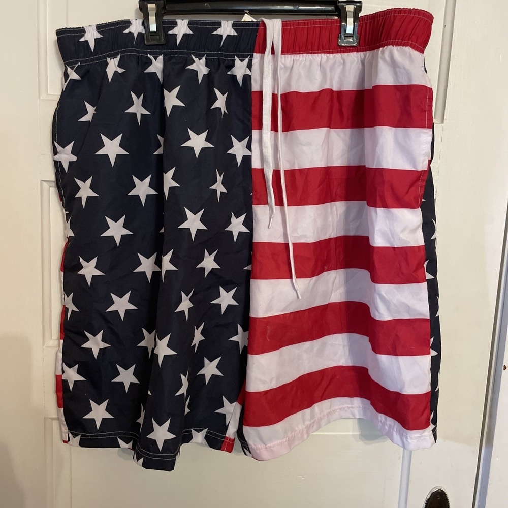 NWT Open Trails 2XL Men's‎ Swim Trunks American Flag USA American 4th of July
